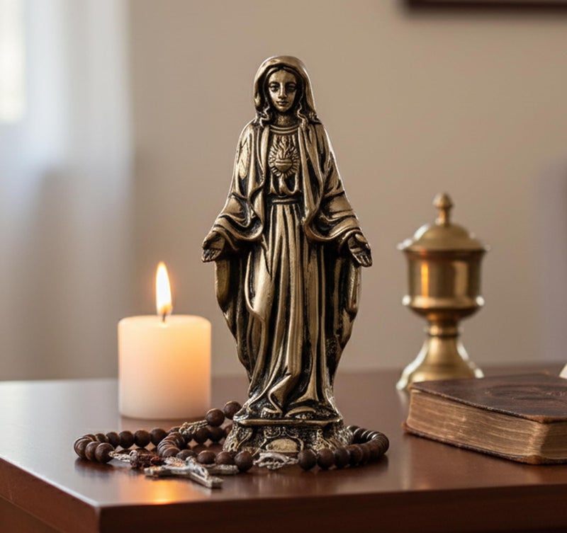 eSplanade Brass Mother Mary Statue Spiritual Idols - 5.75 inches | Religious Statues | Holy Statue of Christians - Image 1