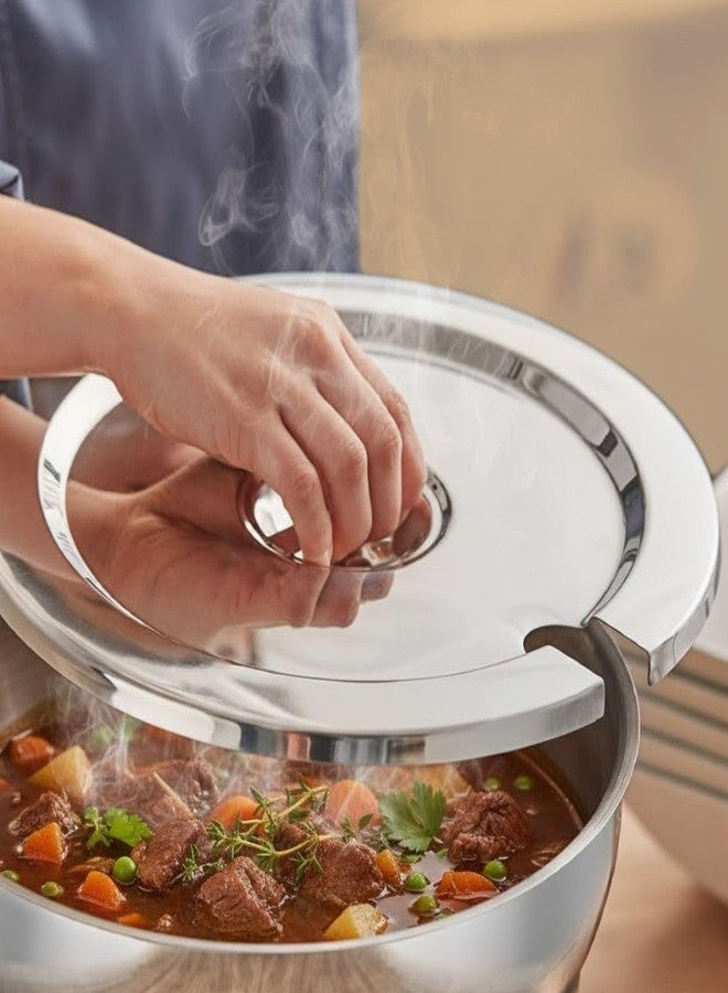Soro Essentials- 10.5" Stainless Steel Vegetable Inset Notched Cover Fits 11 qt. Inset- Perfect for Commercial Food Warmer Soup Warmer Soup Chafer Applicable to Catering Buffet Parties Banquets - Image 2