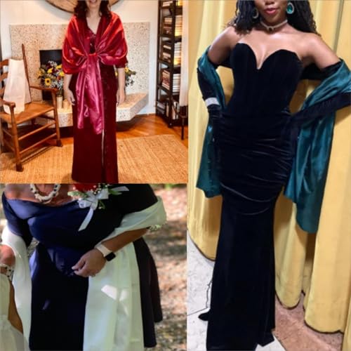 MLMW Burgundy Shawl Wraps for Women Wedding Evening Dresses Satin Formal Shawl Wraps Dressy Extra Long for Bridesmaid Baby Shower Bridal Shower Party Anniversary - Image 5