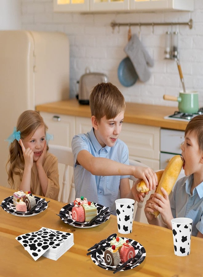 Irenare 280 Pcs Cow Print Birthday Party Supplies Includes Cow Paper Plates Party Tableware Napkins Disposable Plastic Forks Serves 40 Guests for Baby Shower Farm Animal Birthday Decor - Image 5