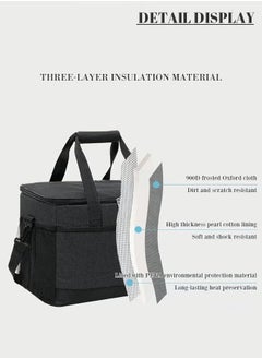 Canway Outdoor 33L Large Cooler Bag Insulated Handbag Reusable Waterproof Oxford Ice Refrigerated Lightweight Fresh-keeping for Men Women Picnic BBQ Beach Lunch Black  - Image 2