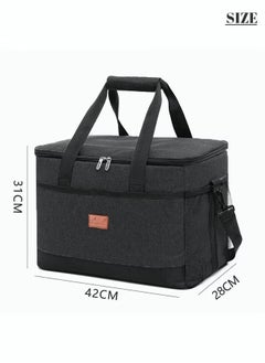 Canway Outdoor 33L Large Cooler Bag Insulated Handbag Reusable Waterproof Oxford Ice Refrigerated Lightweight Fresh-keeping for Men Women Picnic BBQ Beach Lunch Black  - Image 4