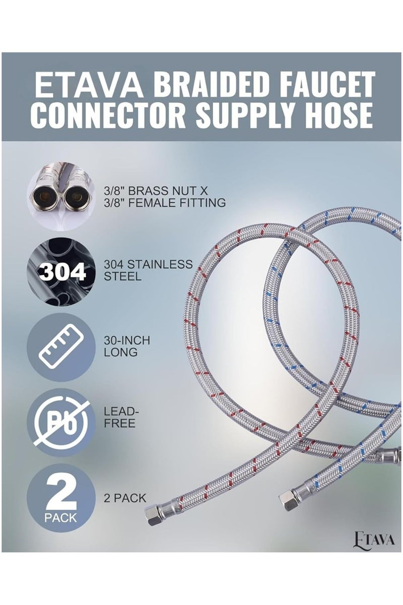 ETAVA ETAVA – Braided Inlet Hose Pipe Connector 40 CM | Flexible Hot & Cold Water Supply Hose for Washbasin, Bathroom & Kitchen Mixer Faucets | Brass Connector Tap Pipe – Premium Quality - Image 3