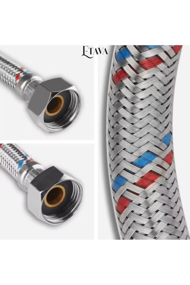 ETAVA ETAVA – Braided Inlet Hose Pipe Connector 40 CM | Flexible Hot & Cold Water Supply Hose for Washbasin, Bathroom & Kitchen Mixer Faucets | Brass Connector Tap Pipe – Premium Quality - Image 4