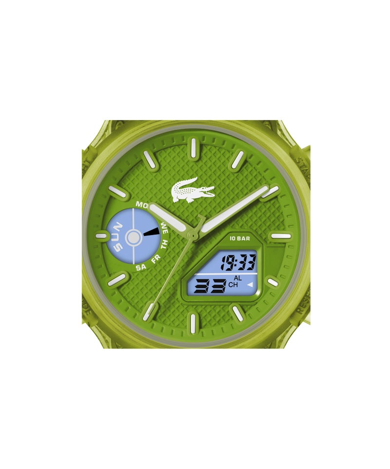 LACOSTE Round Analog-Digital Men'S Stainless Steel And Green Transparent Tr90 Case  Watch - Image 5