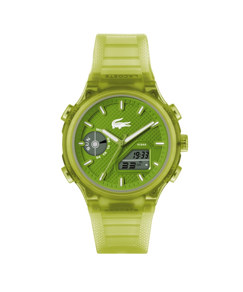 LACOSTE Round Analog-Digital Men'S Stainless Steel And Green Transparent Tr90 Case  Watch - Image 3