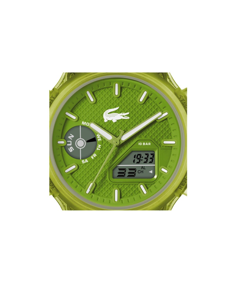 LACOSTE Round Analog-Digital Men'S Stainless Steel And Green Transparent Tr90 Case  Watch - Image 4