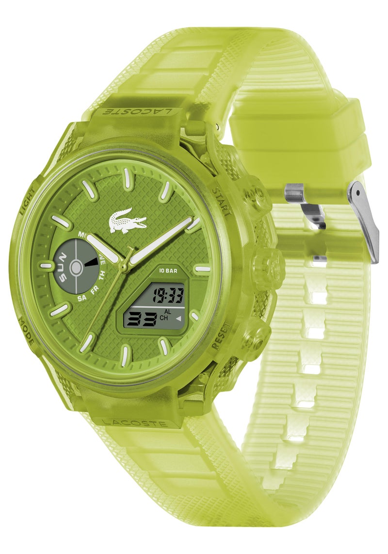 LACOSTE Round Analog-Digital Men'S Stainless Steel And Green Transparent Tr90 Case  Watch - Image 1