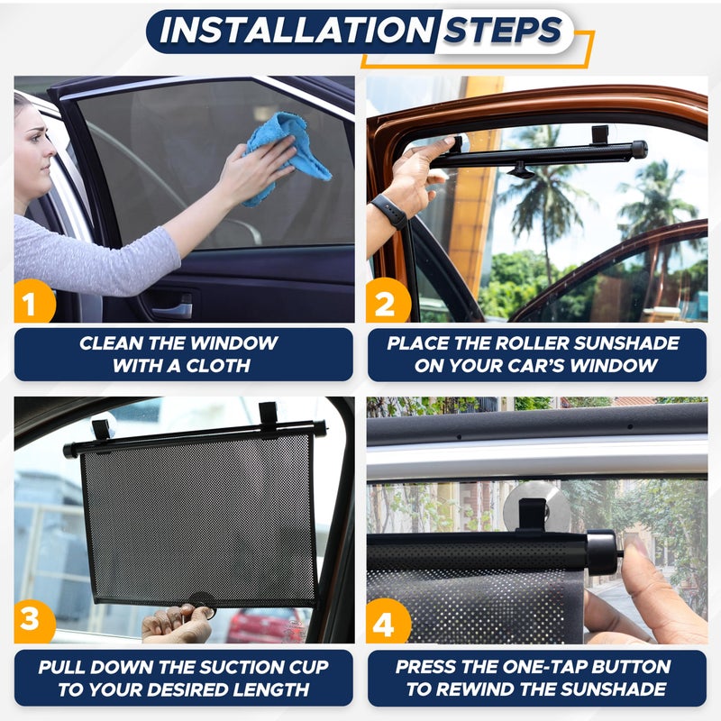 EcoNour Car Window Shades for Baby (2 Pack) - Upgraded | Shades for Side Window | Comes with Enhanced Suction Cups & Large Clips for Durability | Baby Car Accessories (15" x 17") - Image 3