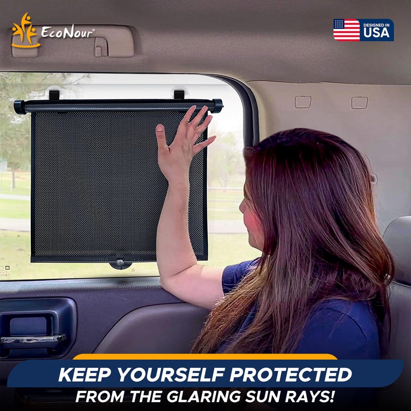 EcoNour Car Window Shades for Baby (2 Pack) - Upgraded | Shades for Side Window | Comes with Enhanced Suction Cups & Large Clips for Durability | Baby Car Accessories (15" x 17") - Image 2