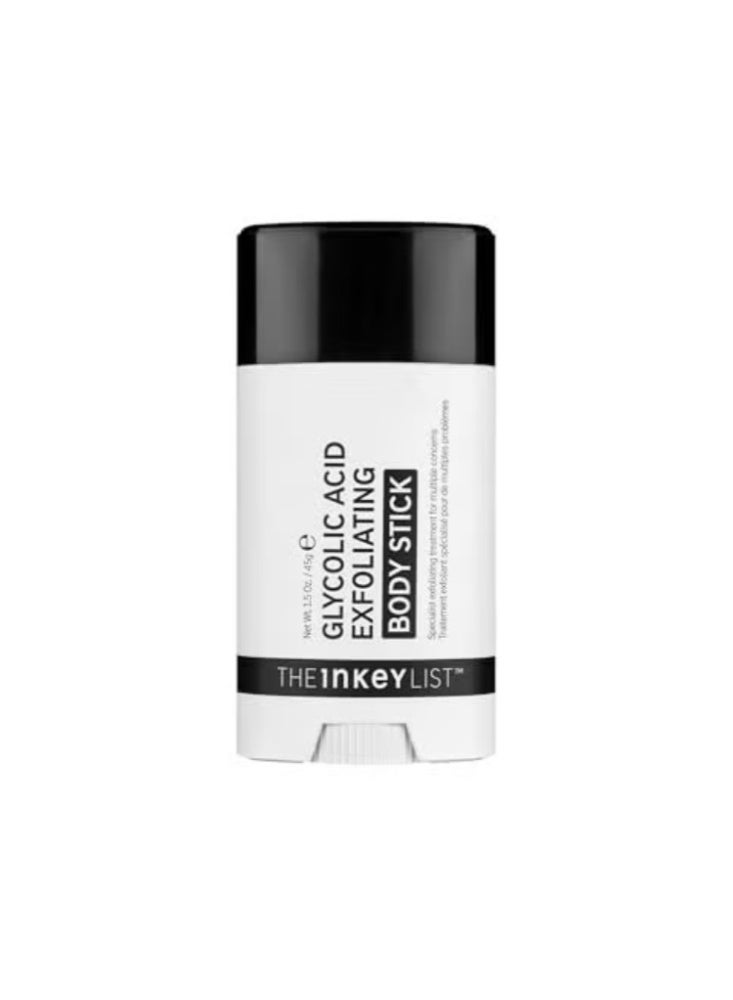 عصا تقشير الجسم بحمض الجليكوليك من INKEY List وزن 45 جرام، تحل مشاكل متعددة مع حل مركّز واحد، توفر تقشير عميق وفعال، خالية من العطور، مناسبة لجميع أنواع البشرة.