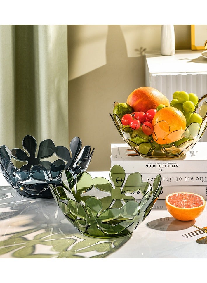 Creative petal-shaped fruit basket transparent flower hollow fruit decoration tray suitable for vegetable snacks bread fruit candies transparent blue 1-pack fruit basket - Image 2