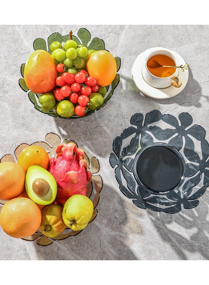 Creative petal-shaped fruit basket transparent flower hollow fruit decoration tray suitable for vegetable snacks bread fruit candies transparent blue 1-pack fruit basket - Image 3