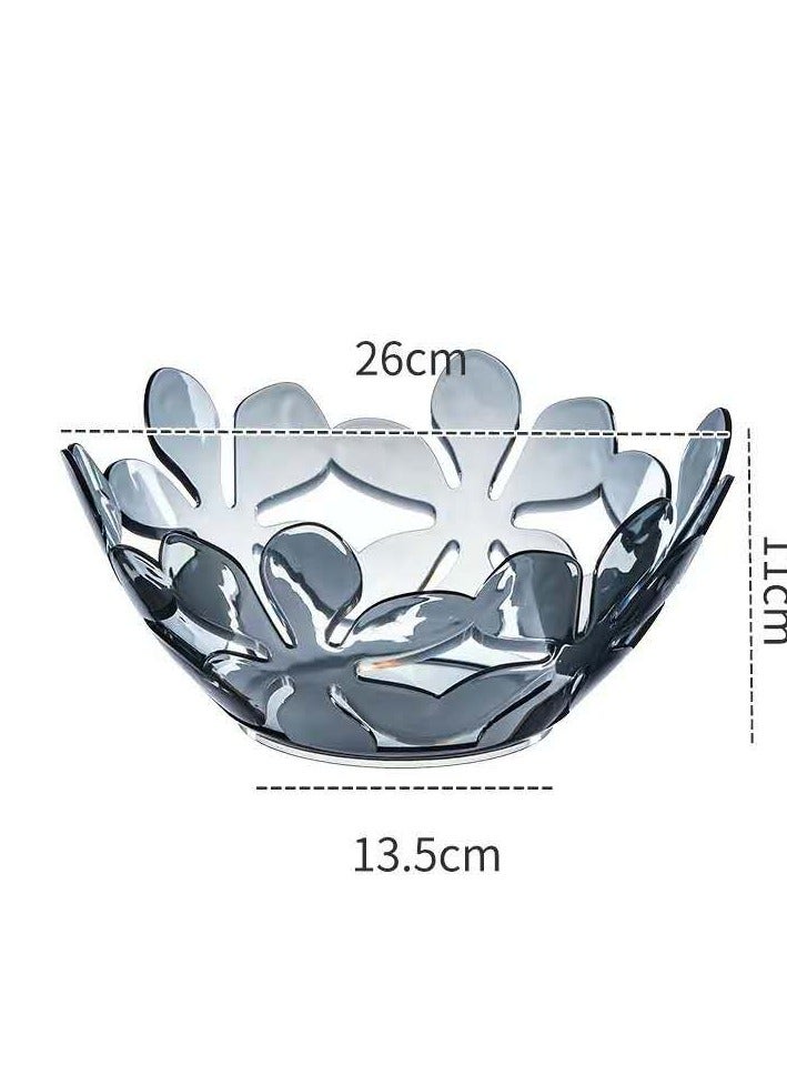Creative petal-shaped fruit basket transparent flower hollow fruit decoration tray suitable for vegetable snacks bread fruit candies transparent blue 1-pack fruit basket - Image 1