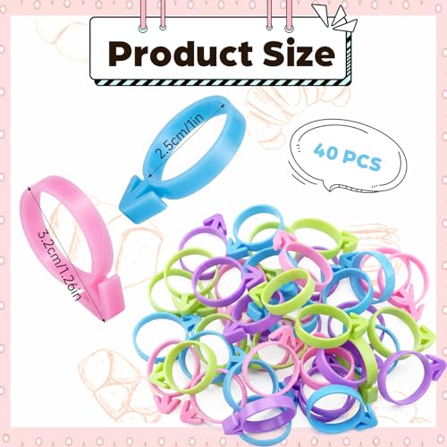 SynHHergyx 4 Color Reusable Silicone Pastry Bag Ties 40 PCS Piping Bag Ties Decoration Icing Bags Tie Cake and Pastry Supplies Bags Holder Clips for Cupcakes Cookies Pastrys Seal Purple Pink Green Blue - Image 5