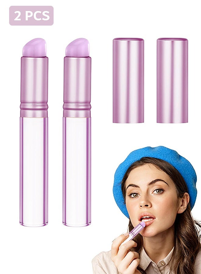 MXN 2 Pcs Silicone Lip Brushes, Reusable Lipstick Lip Gloss Applicator Brushes, Multipurpose Brush Tools for French Nail Lipstick  Concealer(Purple)  - Image 1
