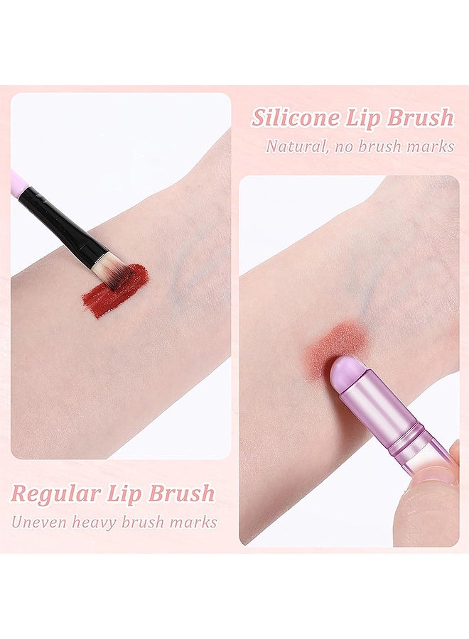 MXN 2 Pcs Silicone Lip Brushes, Reusable Lipstick Lip Gloss Applicator Brushes, Multipurpose Brush Tools for French Nail Lipstick  Concealer(Purple)  - Image 3