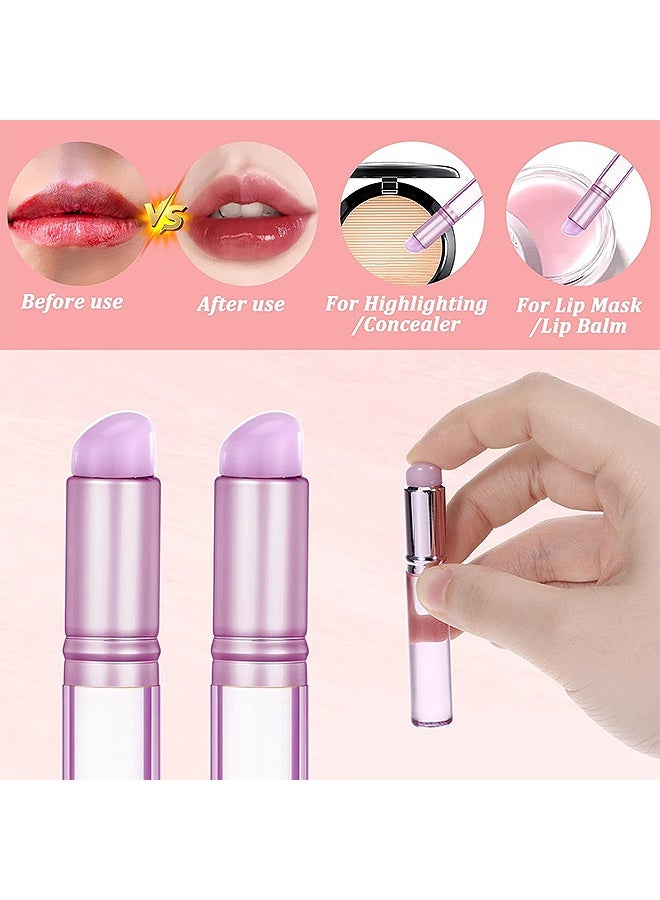 2 Pcs Silicone Lip Brushes, Reusable Lipstick Lip Gloss Applicator Brushes, Multipurpose Brush Tools for French Nail Lipstick  Concealer(Purple)