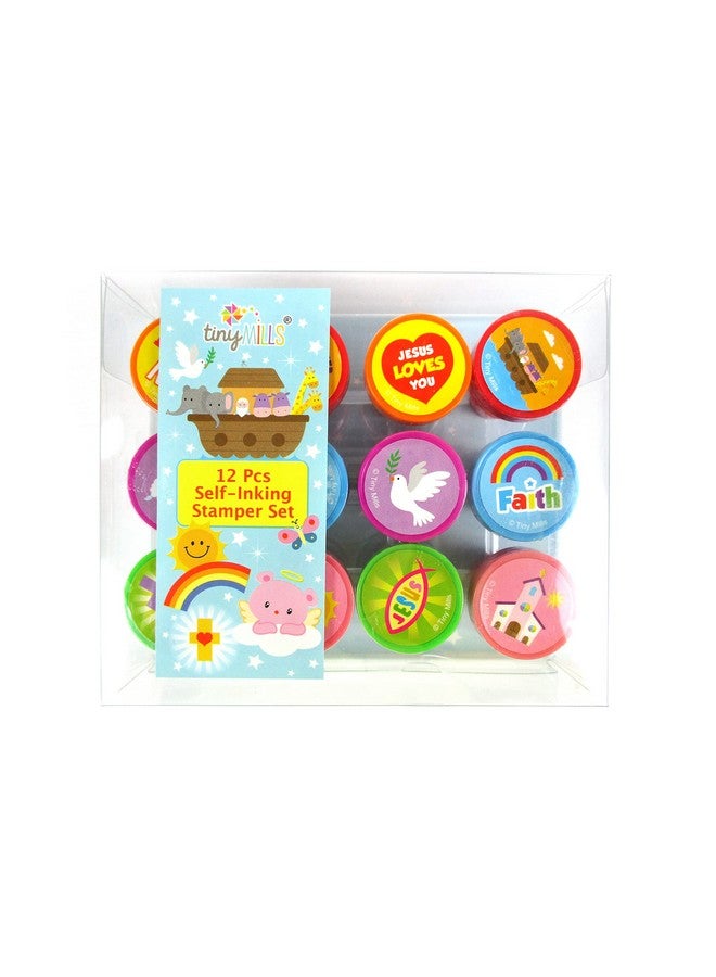 تايني ميلز 12 قطعة مجموعة الطوابع الدينية للأطفال الدينية المسيحية التحبير الذاتي الطوابع هدية Vbs مكافآت مدرسة الأحد - Image 2