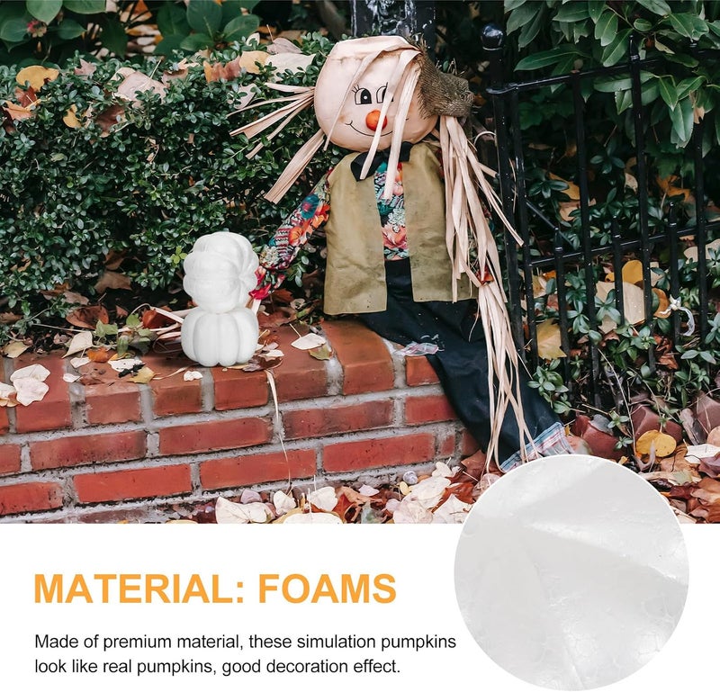ABOOFAN 4pcs Foam Pumpkin Props for DIY Crafting Smooth Surface, Pumpkin-Shaped Decorative Fake Pumpkins for Fall and Halloween Table Centerpieces - Image 3