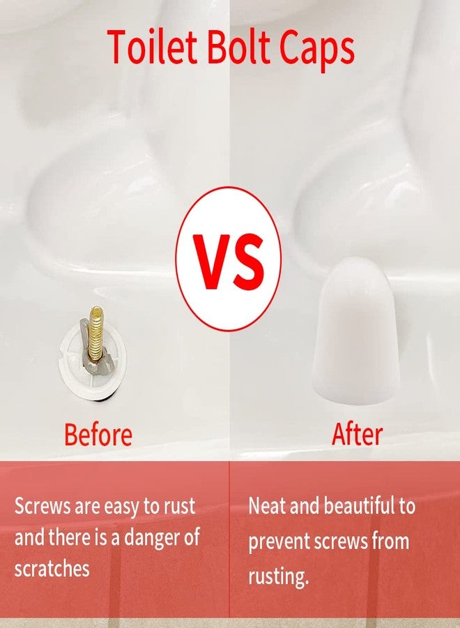 Abnaok 4Packs Universal Toilet Bolt Caps, Abnaok Round Plastic Push-On Toilet Bowl Bolt Caps Covers, with Extra Washers for Easy installation, 1.44 Inch Height, White Color - Image 3