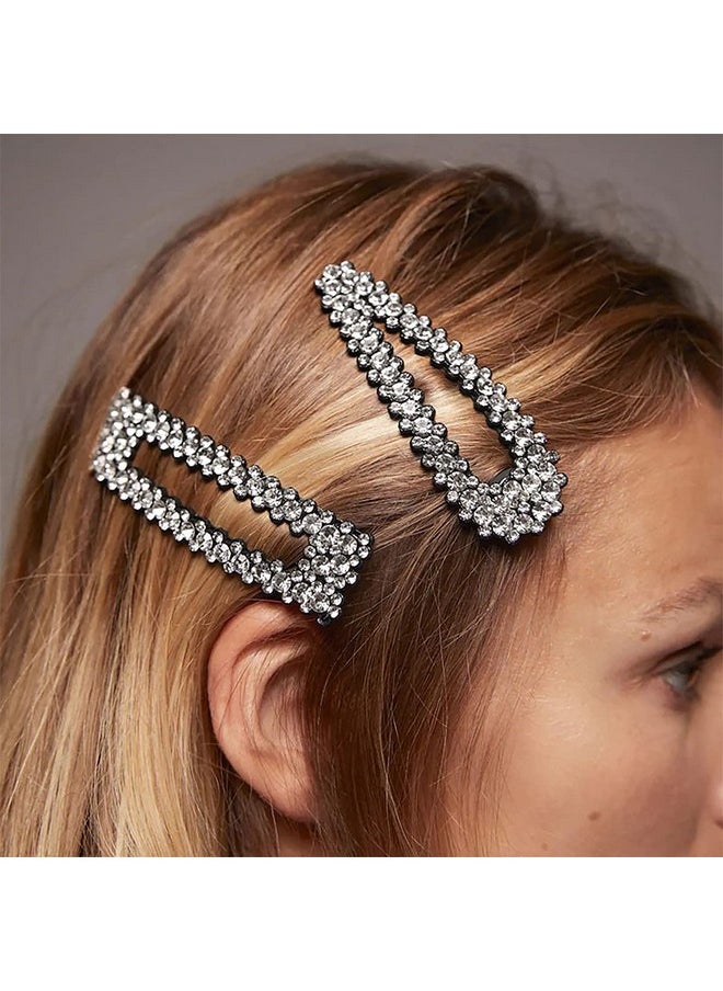 Lizzie Kay 4Pcs Large Xl Diamante Rhinestone Crystal Snap Hair Clip Decorative Accessory For Women  - Image 3