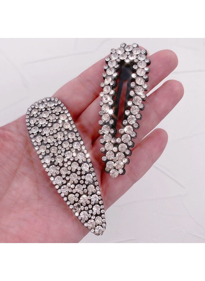 Lizzie Kay 4Pcs Large Xl Diamante Rhinestone Crystal Snap Hair Clip Decorative Accessory For Women  - Image 5