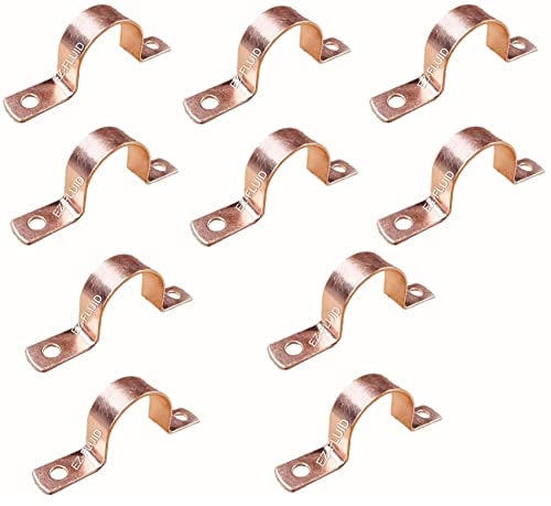 EZ-FLUID Plumbing (10pcs) 3/4" Genuine Real Copper Pipe Strap Clamp Hanger with Two Holes, Made of Real Copper LF Pressure Pipe Fitting for Residential,Commercial - Image 2
