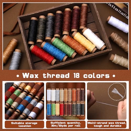 TLKKUE Leather Working Tool Leatherworking Tool Kit with Custom Storage Bag for Carving Punching Sewing Stamping, Essential Supplies for DIY Leather Crafts - Image 4
