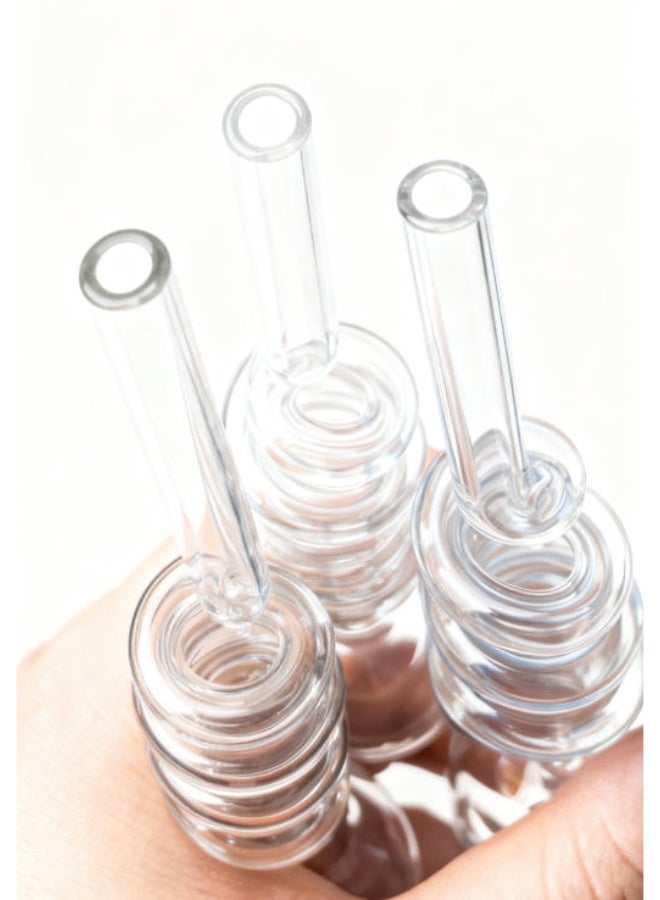 دي آند أل قش زجاجي قابل لإعادة الاستخدام ممتاز مجموعة 5 قطع واضحة دوامة منحنية القش مع تنظيف فرشاة حجم 14 سم / 5.51 بوصة صديقة للبيئة أدوات المشروبات للمنزل والحزب عصير القهوة - Image 3