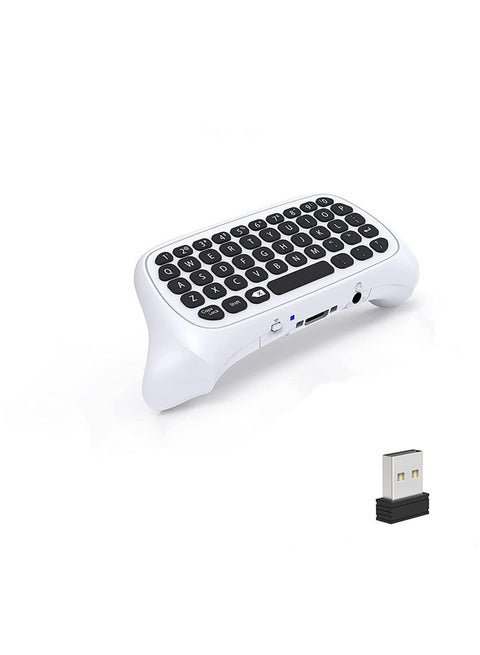 Controller Keyboard for Xbox Series X/ S/ for Xbox One/ One S, Wireless Bluetooth Gaming Chatpad Keypad with USB Receiver, Built-in Speaker & 3.5mm Audio Jack for Xbox Series X/ S/ One/ One S, White