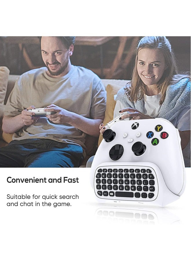 Controller Keyboard for Xbox Series X/ S/ for Xbox One/ One S, Wireless Bluetooth Gaming Chatpad Keypad with USB Receiver, Built-in Speaker & 3.5mm Audio Jack for Xbox Series X/ S/ One/ One S, White