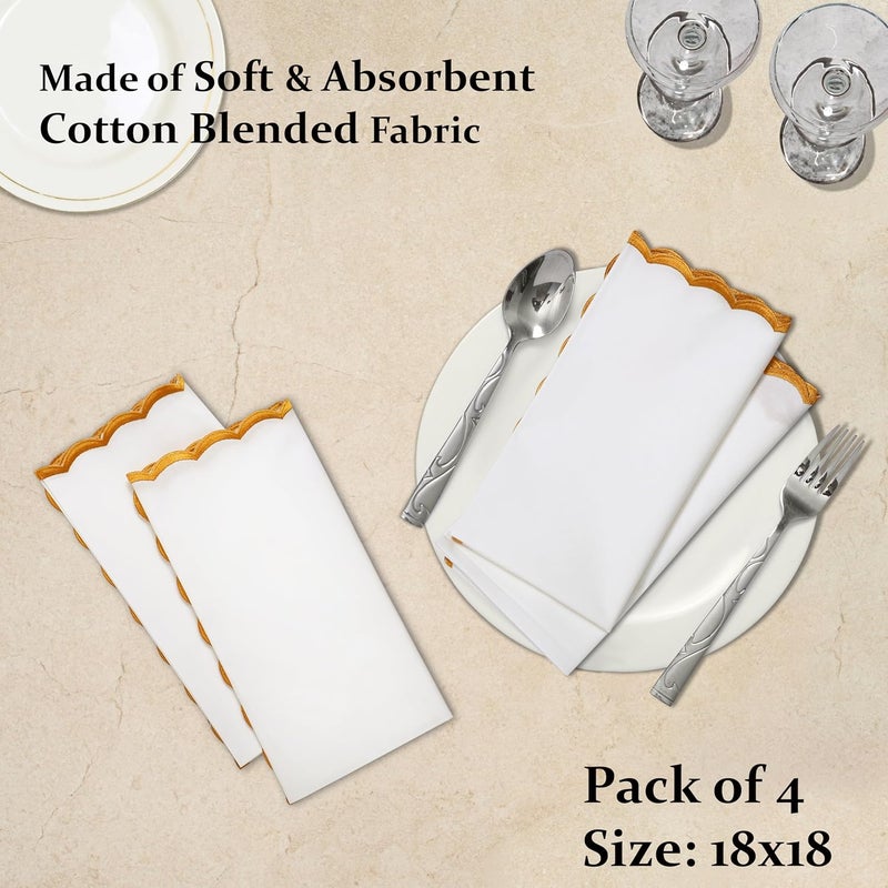 Ridhi White with Goldenrod Yellow Cloth Napkins 100 Pure Cotton Farmhouse Wedding Dinner Napkins for Halloween Thanksgiving Holiday Daily Wedding uses Napkins - Image 2