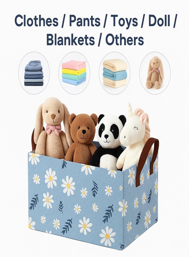 NYALKARAN Foldable Wardrobe Organizer for Clothes Toys and Books Smart Space-Saving Storage Box for Efficient Organization Ideal for Closets (Pack of 2, Blue Floral Print) - Image 3