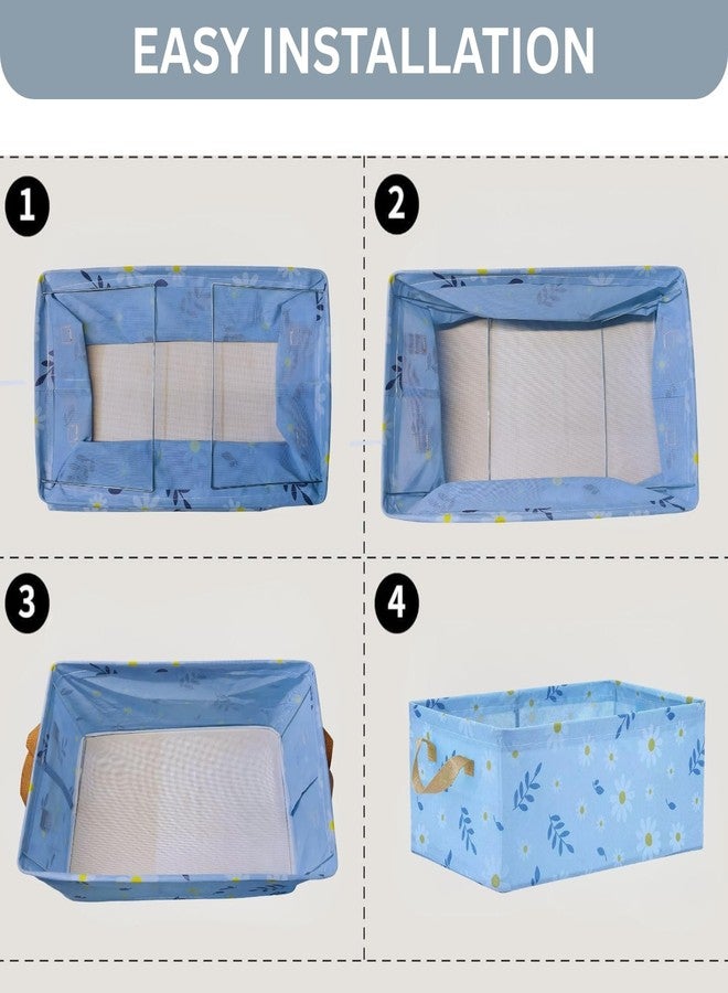 NYALKARAN Foldable Wardrobe Organizer for Clothes Toys and Books Smart Space-Saving Storage Box for Efficient Organization Ideal for Closets (Pack of 2, Blue Floral Print) - Image 5