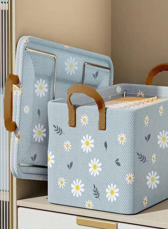 NYALKARAN Foldable Wardrobe Organizer for Clothes Toys and Books Smart Space-Saving Storage Box for Efficient Organization Ideal for Closets (Pack of 2, Blue Floral Print) - Image 2