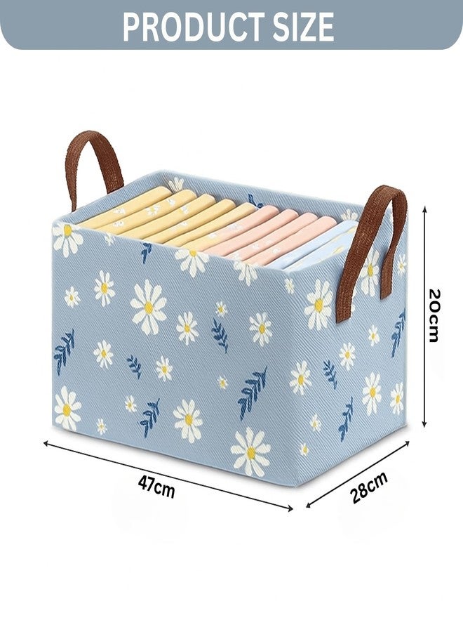 NYALKARAN Foldable Wardrobe Organizer for Clothes Toys and Books Smart Space-Saving Storage Box for Efficient Organization Ideal for Closets (Pack of 2, Blue Floral Print) - Image 4