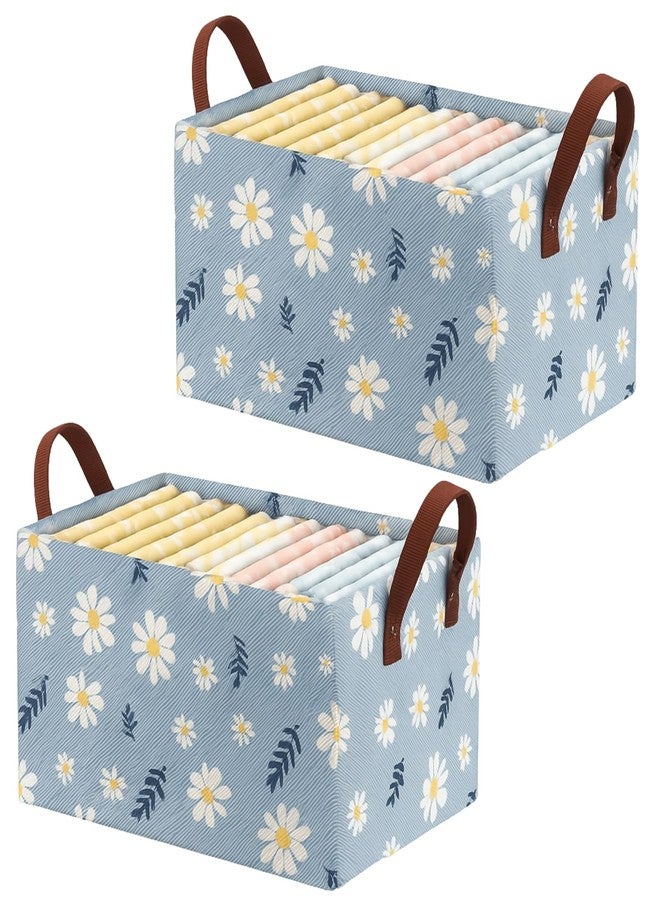 NYALKARAN Foldable Wardrobe Organizer for Clothes Toys and Books Smart Space-Saving Storage Box for Efficient Organization Ideal for Closets (Pack of 2, Blue Floral Print) - Image 1