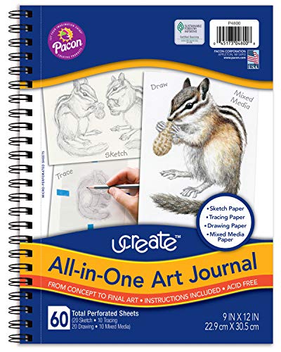 UCREATE Pacon UCreate All-in-One Art Journal, 12"" x 9"", White 60 Sheets - Image 1