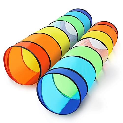 Moncoland Kids Play Tunnel Tent for Toddlers Pack of 2 Colorful Pop Up Crawl Tunnel Toy for Baby or Pet Collapsible Gift for Boy and Girl Play Tunnel Indoor and Outdoor Game - Image 1