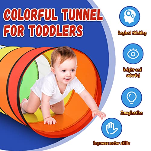 Moncoland Kids Play Tunnel Tent for Toddlers Pack of 2 Colorful Pop Up Crawl Tunnel Toy for Baby or Pet Collapsible Gift for Boy and Girl Play Tunnel Indoor and Outdoor Game - Image 5