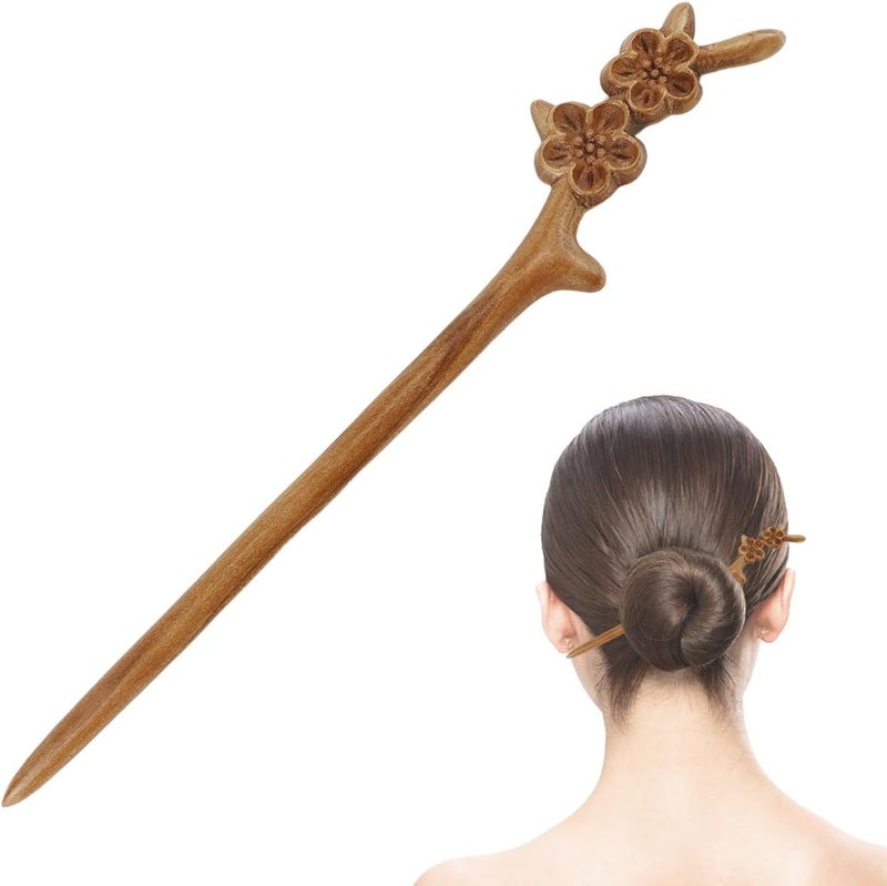 FERCAISH Peach Wood Hair Pins Chinese Hair Sticks Wooden Hair Sticks Vintage Hairpin Long Hair Clips for Women Girls Hair DIY Accessories 1 Piece