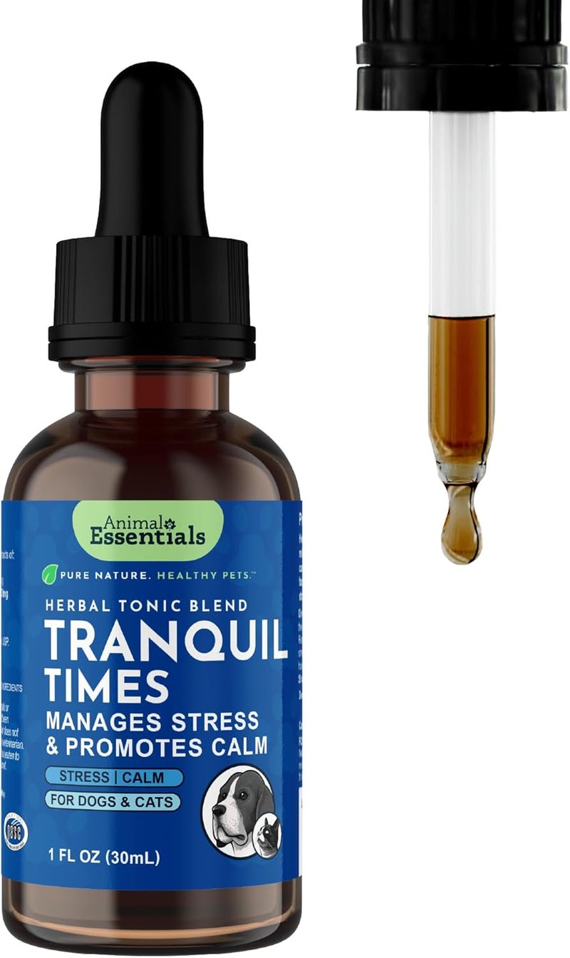 انيمال إيسينشالز مزيج Animal Essentials Tranquility للكلاب والقطط - مكمل مهدئ، يحتوي على جذور الفاليريان، على شكل قطرات سائلة، صيغة عشبية - 1 أونصة سائلة - Image 1