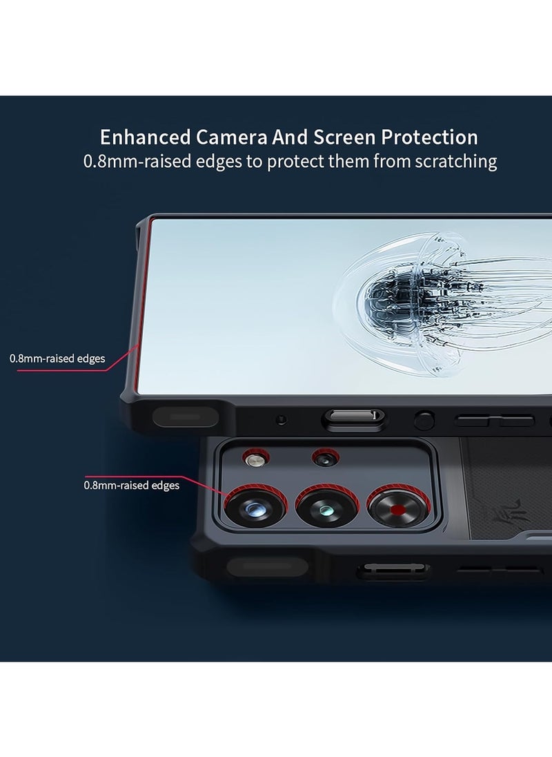 For ZTE Nubia Red Magic 10 Pro Case | RedMagic 10 Pro+ Cover with Screen Protector,  360° Ring Holder Stand TPU Shockproof Back Cover, Anti-fingerprint Clear Matte Protective Casing