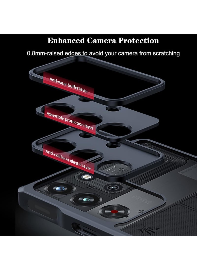 For ZTE Nubia Red Magic 10 Pro Case | RedMagic 10 Pro+ Cover with Screen Protector,  360° Ring Holder Stand TPU Shockproof Back Cover, Anti-fingerprint Clear Matte Protective Casing