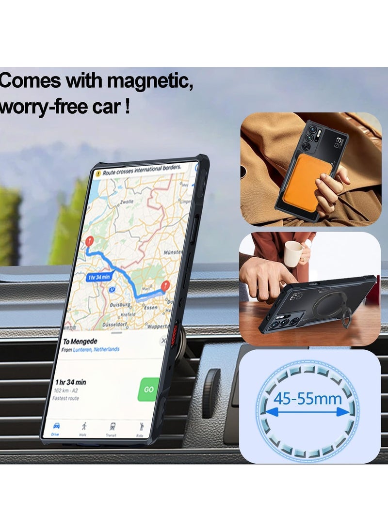 For ZTE Nubia Red Magic 10 Pro Case | RedMagic 10 Pro+ Cover with Screen Protector,  360° Ring Holder Stand TPU Shockproof Back Cover, Anti-fingerprint Clear Matte Protective Casing