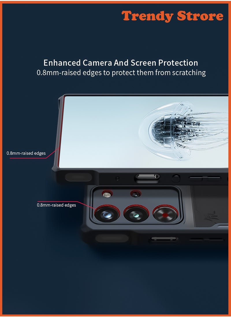 ماركة غير محددة - غطاء ZTE Nubia Red Magic 10 Pro | غطاء RedMagic 10 Pro+ مع واقي شاشة، حاملة حلقة دوارة 360°، غطاء خلفي مقاوم للصدمات من TPU، غلاف حماية شفاف ومقاوم للبصمات بتشطيب غير لامع. - Image 1