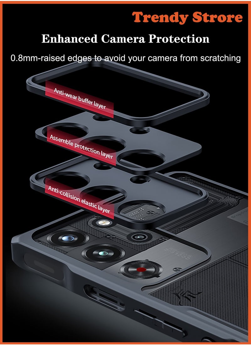 ماركة غير محددة - غطاء ZTE Nubia Red Magic 10 Pro | غطاء RedMagic 10 Pro+ مع واقي شاشة، حاملة حلقة دوارة 360°، غطاء خلفي مقاوم للصدمات من TPU، غلاف حماية شفاف ومقاوم للبصمات بتشطيب غير لامع. - Image 1