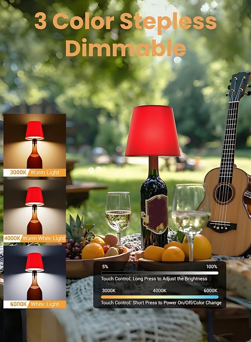 LED Glass Bottle Lamp Wireless Rechargeable Touch Control 3 Color Dimmable Night Light Decorative Bottle Shade Table Lamp for Home Bar Party - Image 3