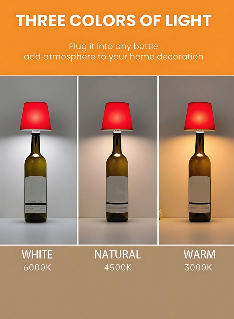 LED Glass Bottle Lamp Wireless Rechargeable Touch Control 3 Color Dimmable Night Light Decorative Bottle Shade Table Lamp for Home Bar Party - Image 4